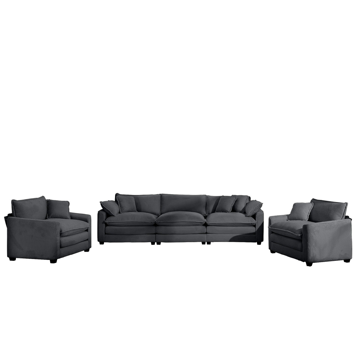 Elegant Corduroy Oversized Sectional Sofa Set With Deep Seats And Flexible Layout