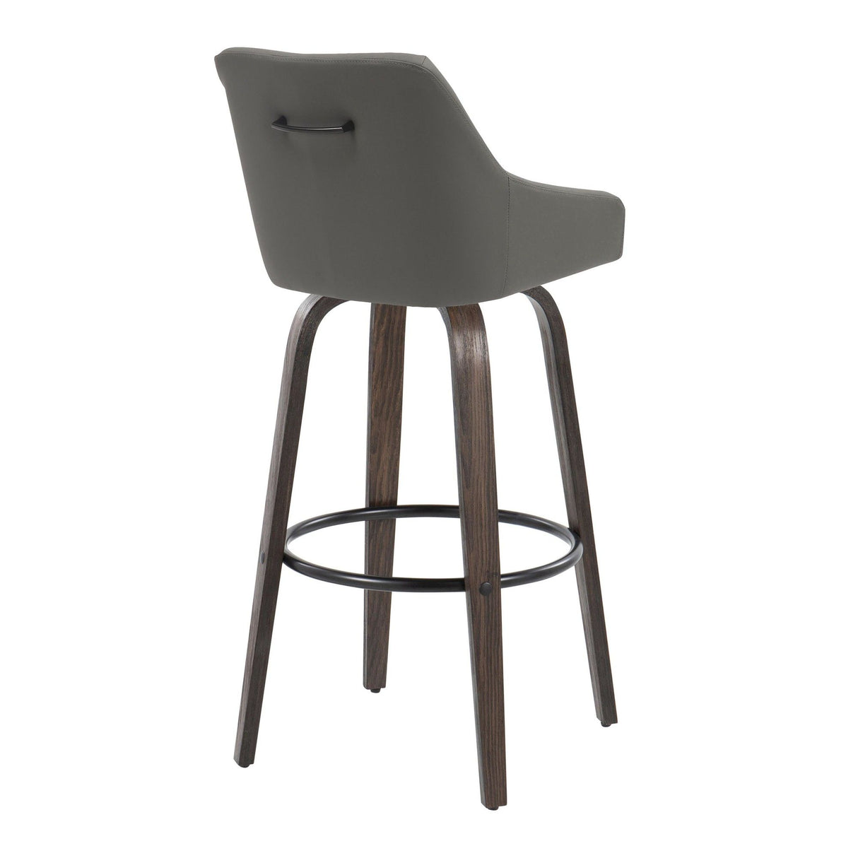 Hannah - 30" Fixed-Height Barstool With Swivel And Round Black Metal Footrest (Set of 2) - Walnut Glazed Wood