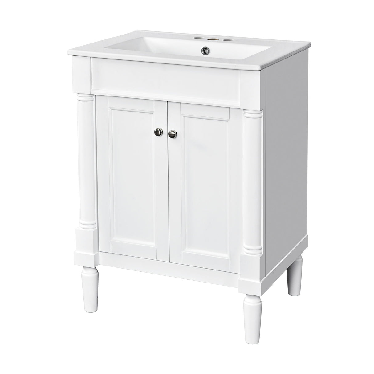 Bathroom Vanity With Top Sink, 2 Tier Storage Cabinet