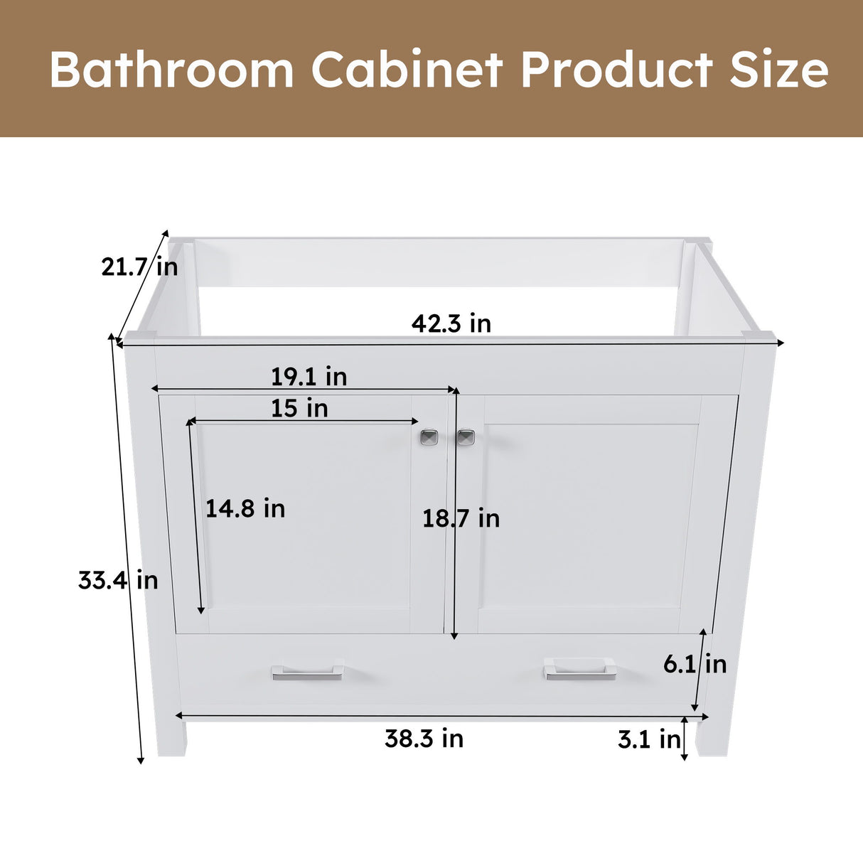 42" Bathroom Vanity Base With Doors And Drawer - White