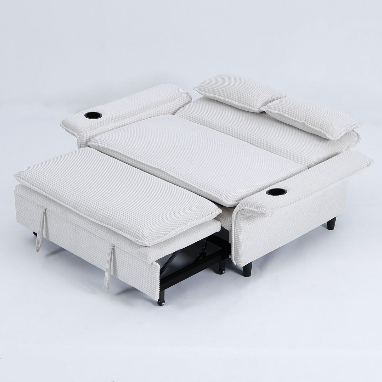 Modern Fabric Multi-Functional Sofa Bed With Adjustable Armrests And Backrests