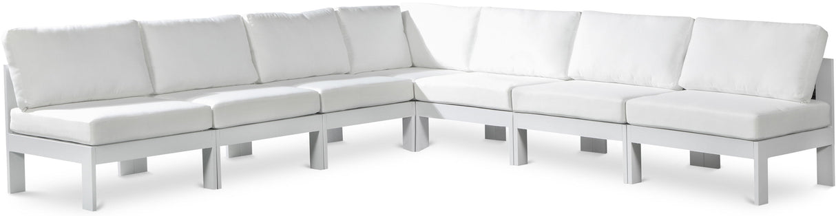 Nizuc - Outdoor Patio 7 Piece Modular Sectional With White Frame