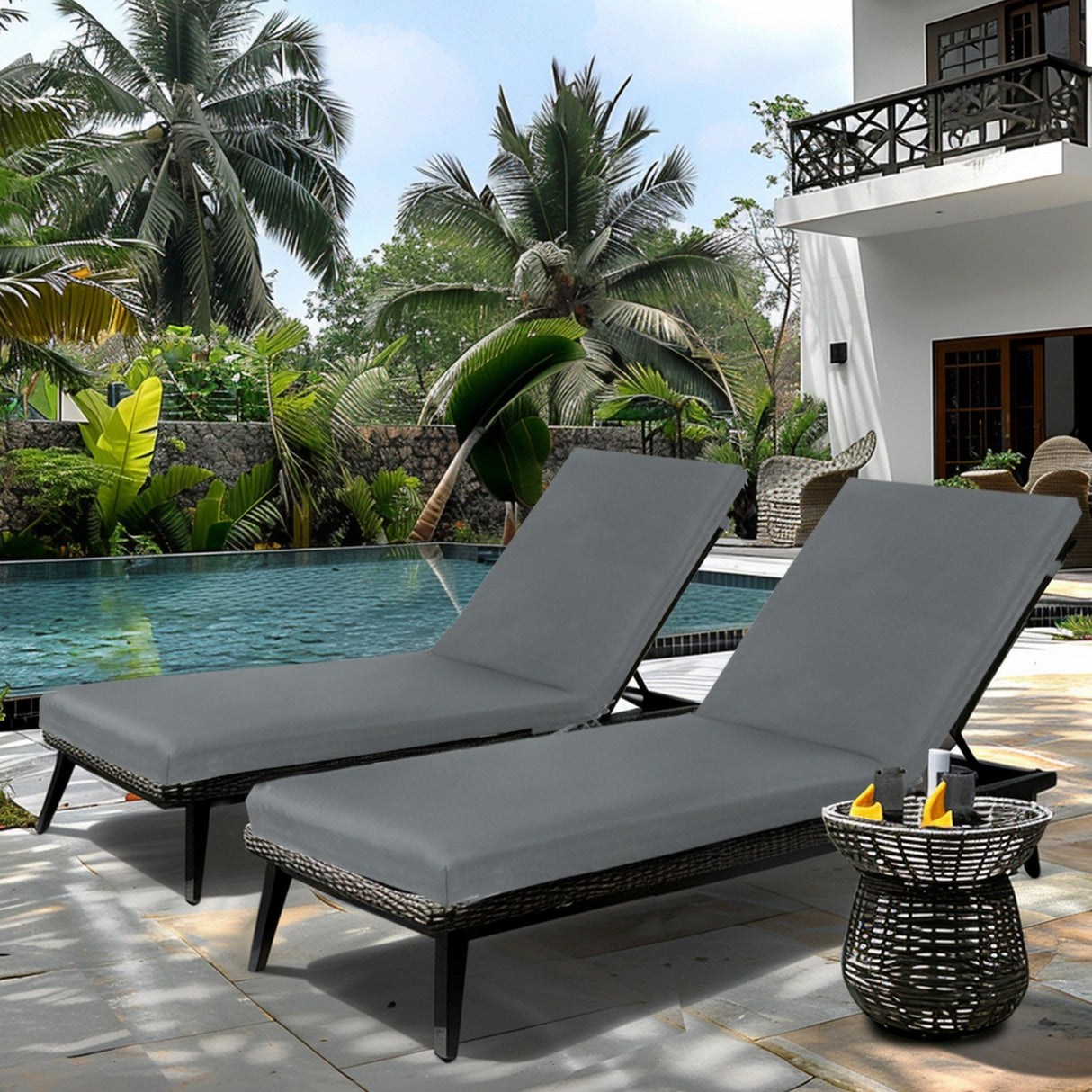 2 Piece Outdoor Chaise Lounge Cushion Set, Replacement Cushions For Patio Furniture