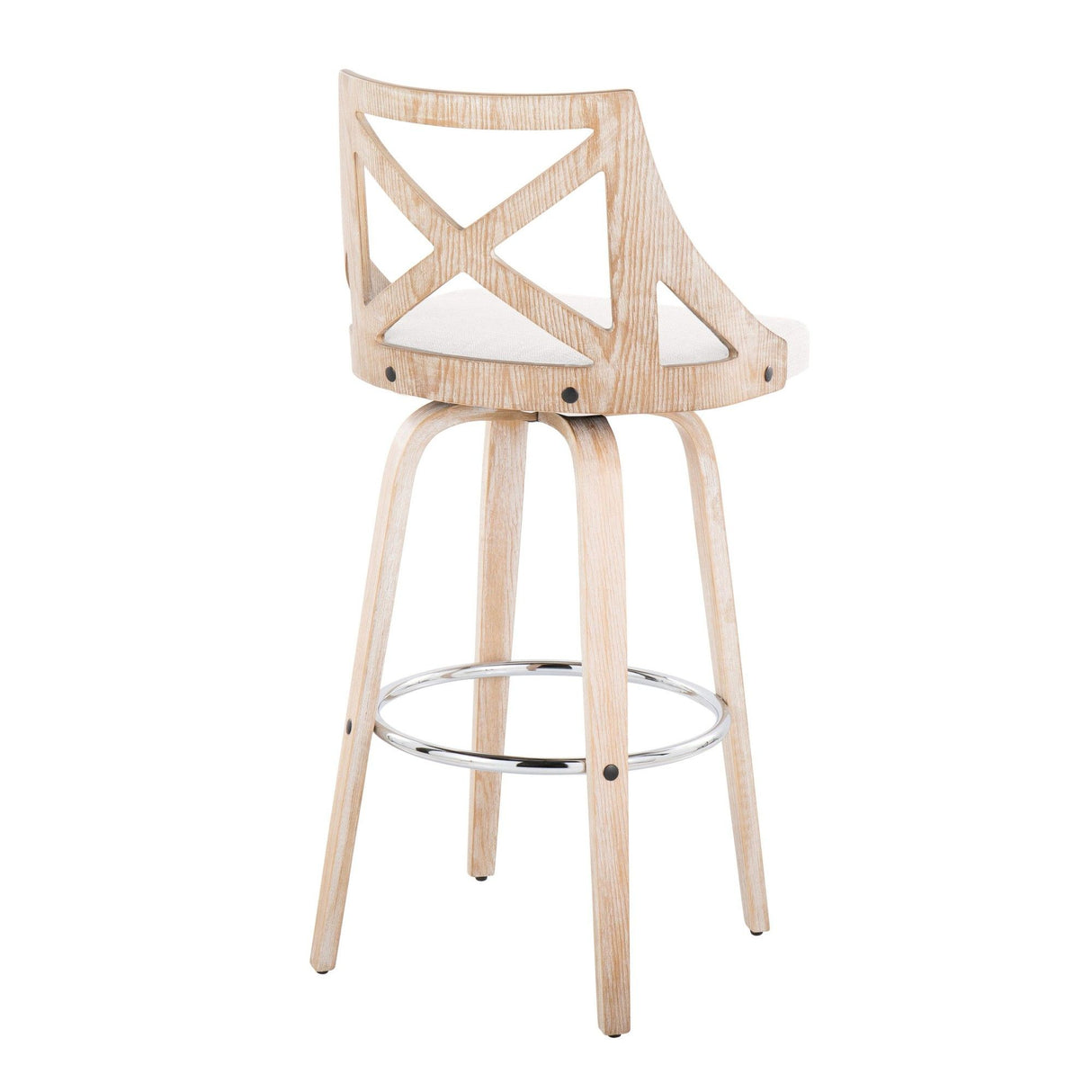 Charlotte - 30" Fixed-Height Barstool (Set of 2) - White Washed Frame