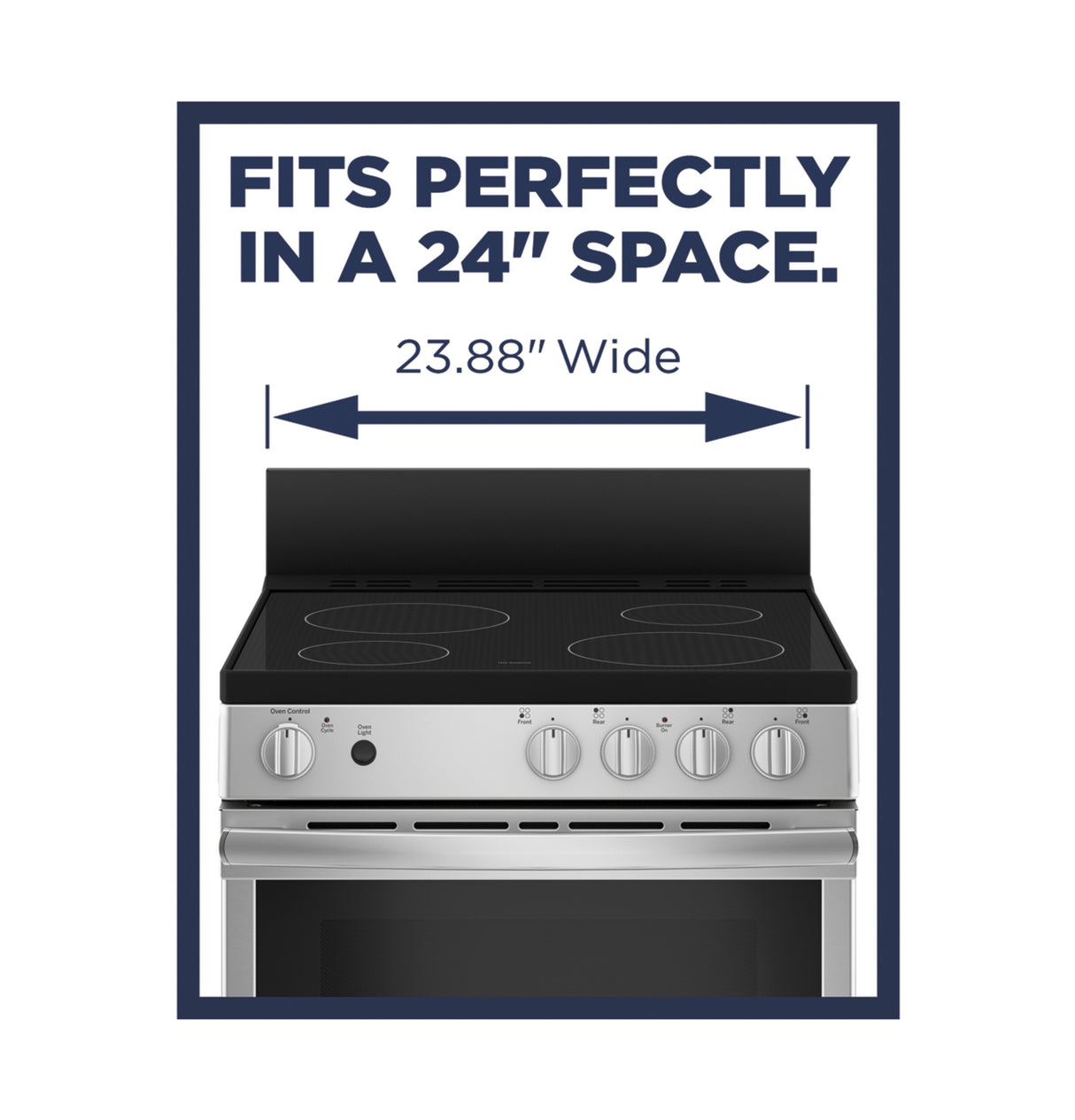 GE JAS640RMSS - 24 in. 2.9 cu. ft. Electric Range with Smoothtop Burners, Steam Clean and Large Window - Stainless Steel