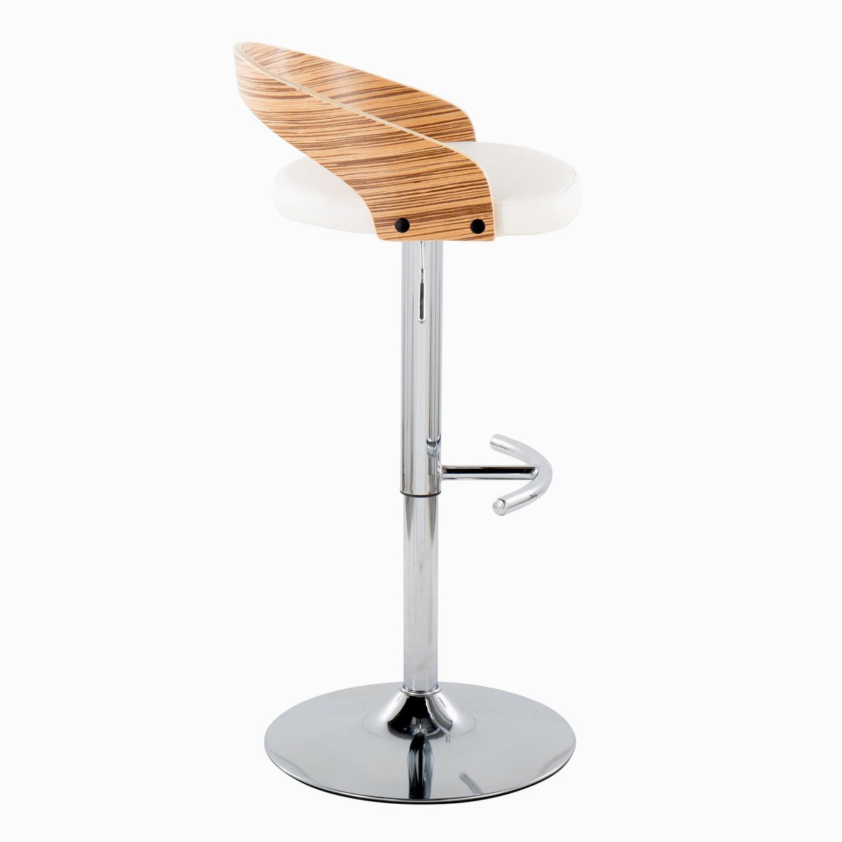 Grotto - Adjustable Barstool - Chrome Metal, Zebra Wood