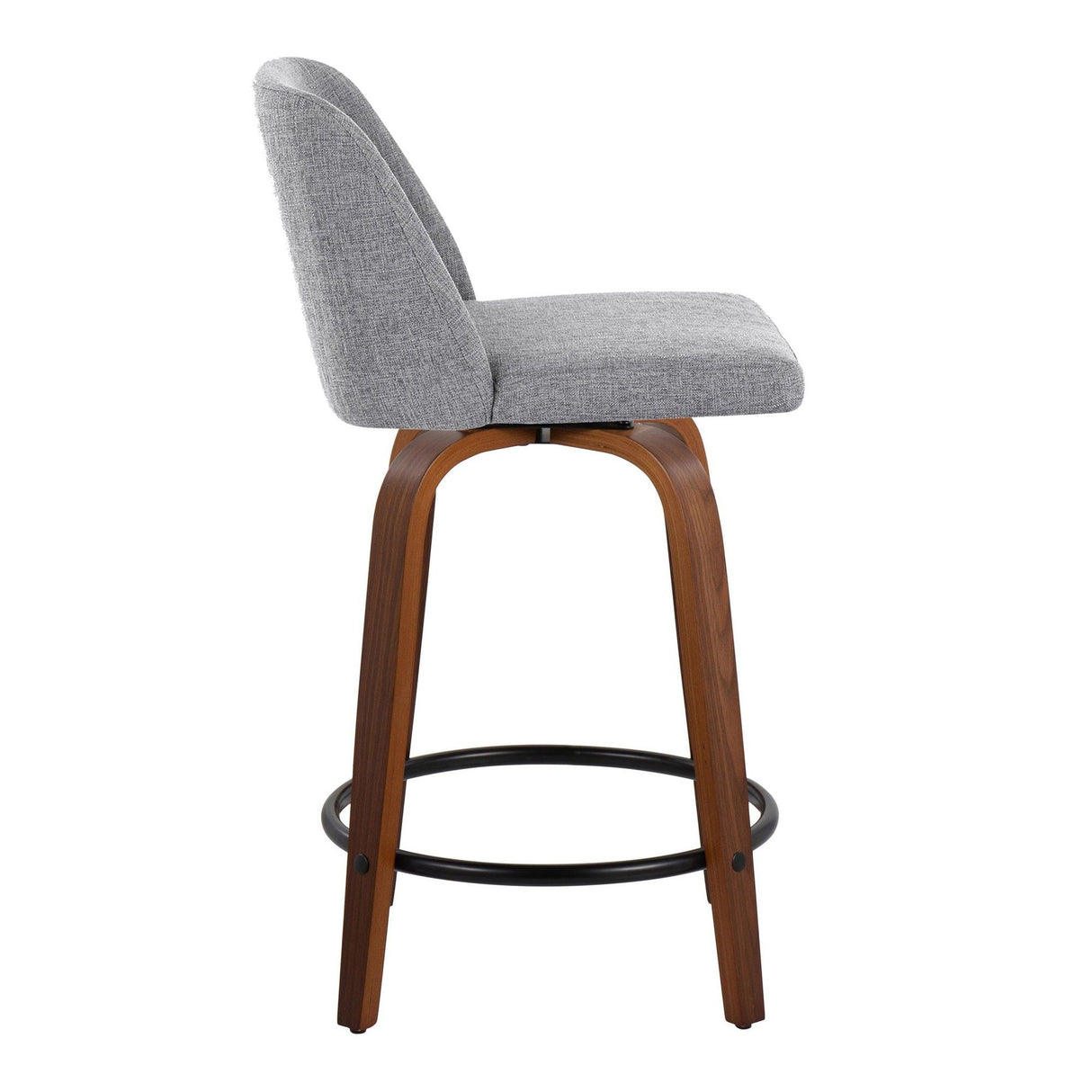 Toriano - 24" Fixed-height Counter Stool (Set of 2) - Walnut And Black Round Footrest