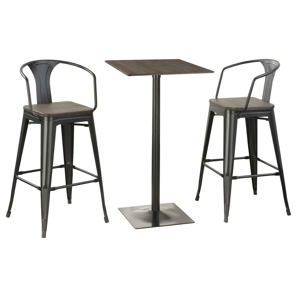Staccato - 3 Piece Square Bar Table Set - Dark Brown