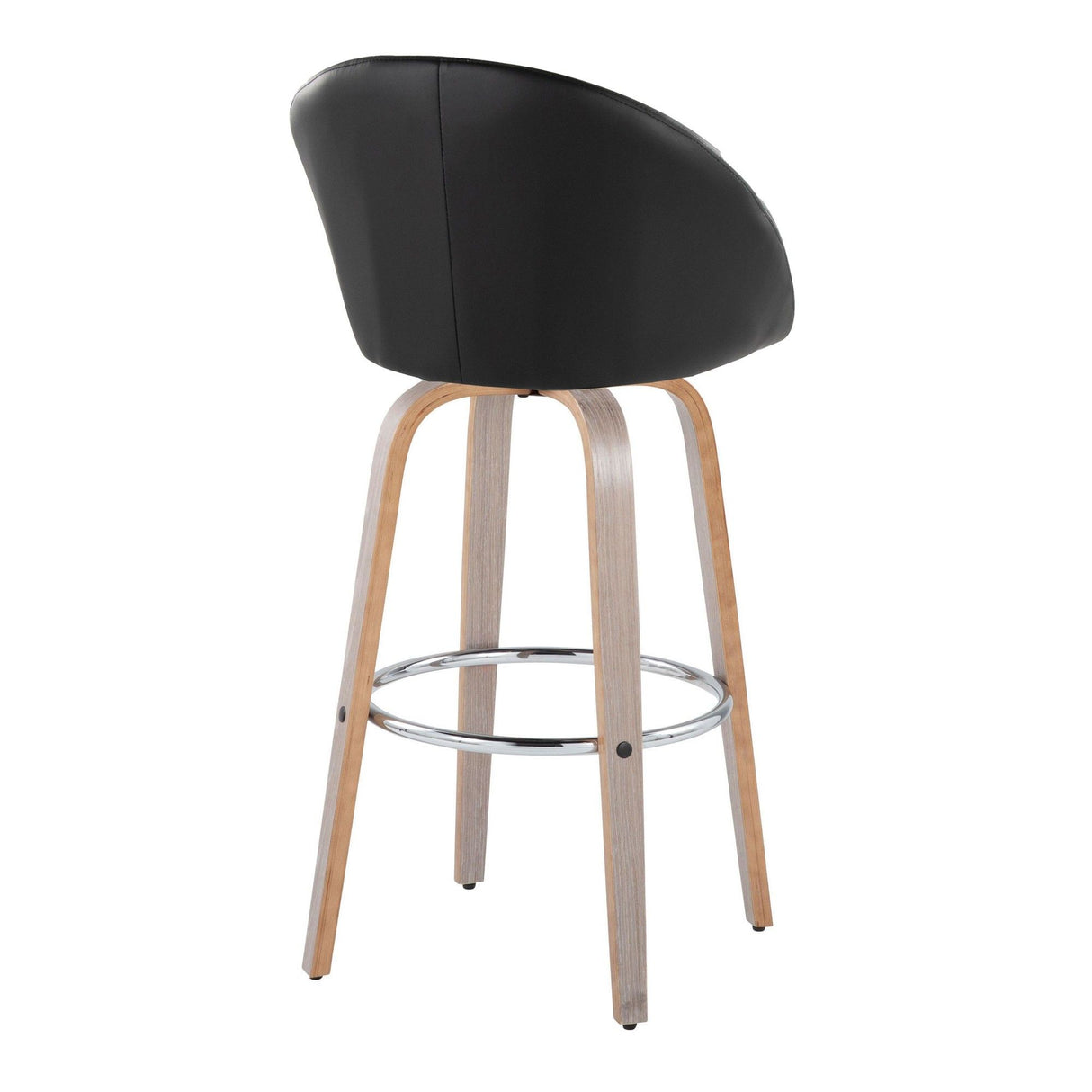 Matisse - 30" Highback Fixed-Height Barstool With Swivel And Round Chrome Metal Footrest (Set of 2) - Light Gray Wood