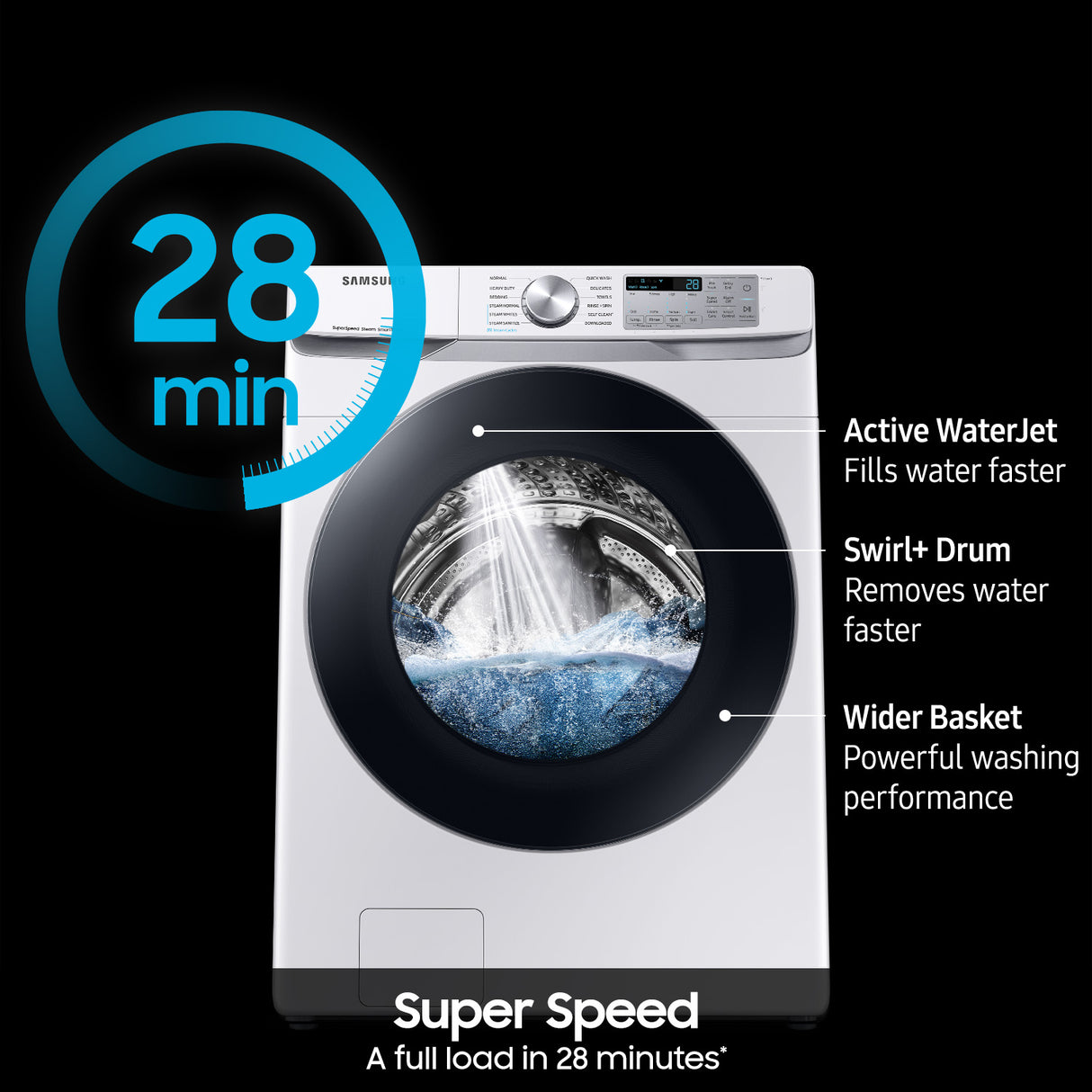 4.5 cu. ft. Large Capacity Smart Front Load Washer with Super Speed Wash - White - (WF45B6300AW)