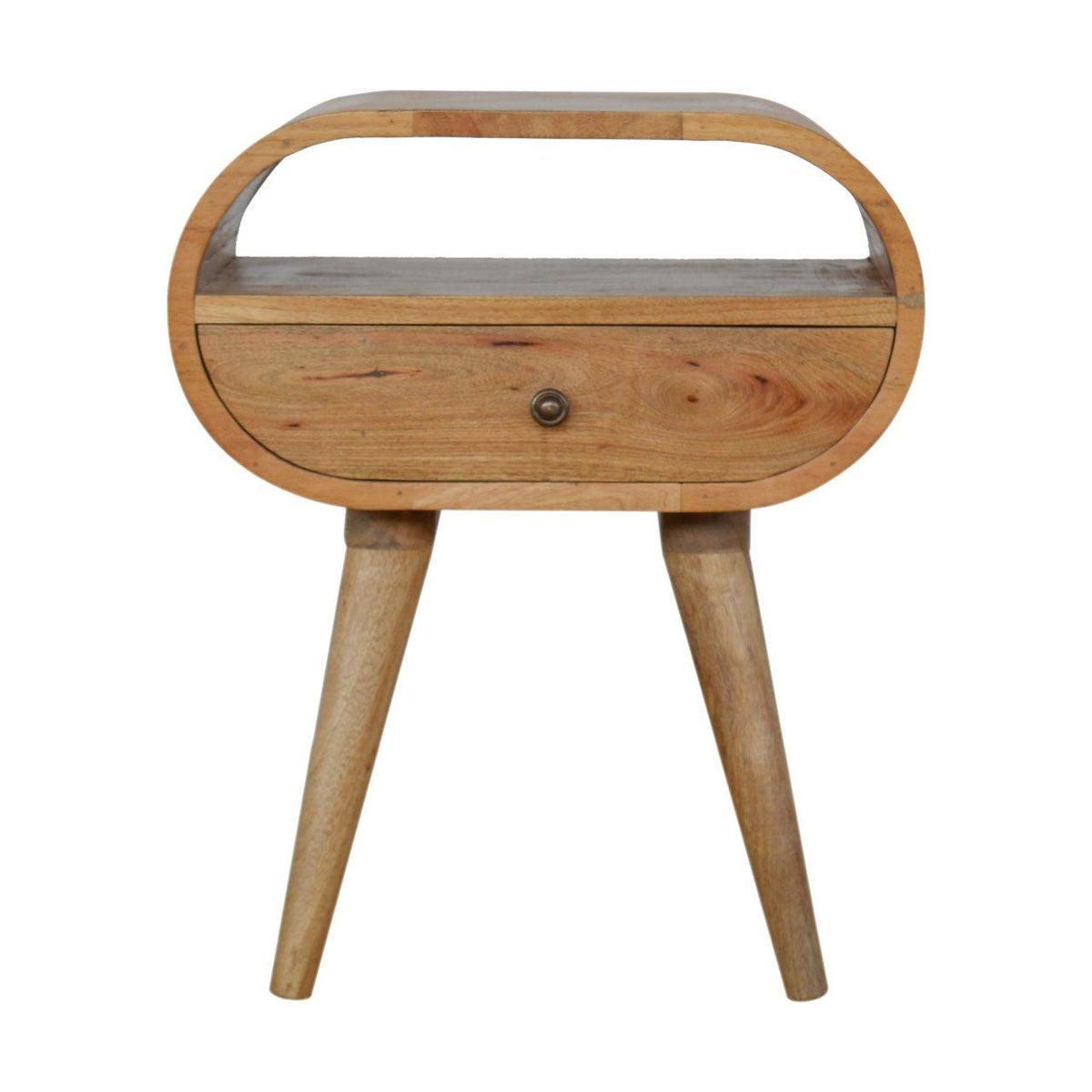 Circular Open Slot Nightstand - Oak