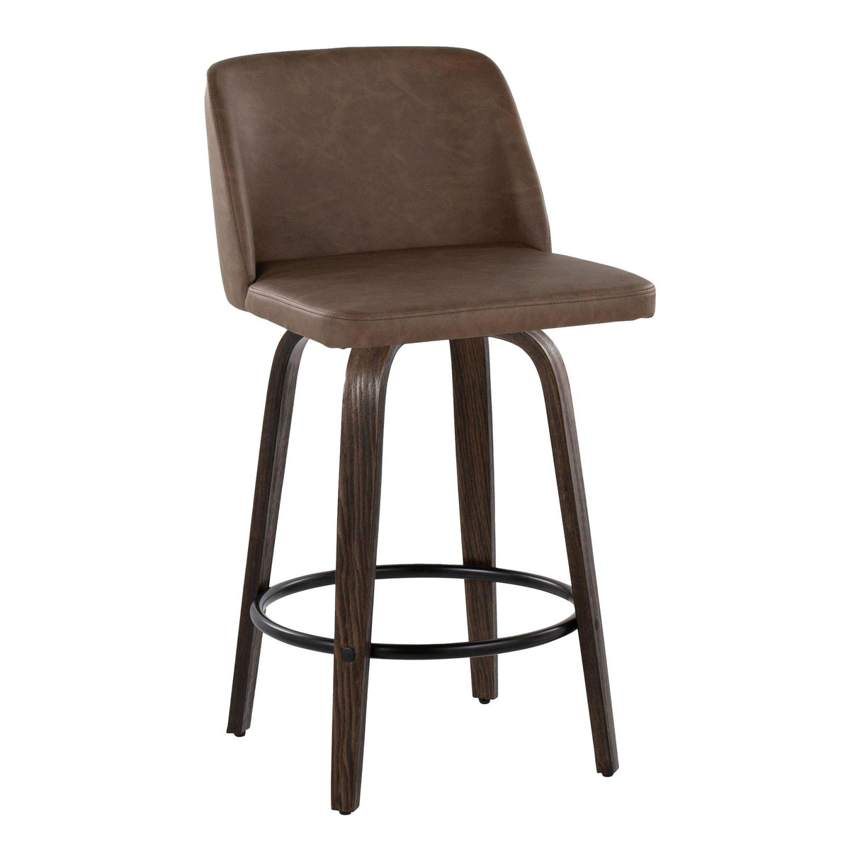 Toriano - 26" Fixed-Height Counter Stool (Set of 2) - Walnut & Black Base