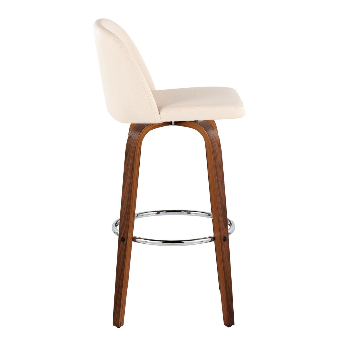 Toriano - 30" Fixed-Height Barstool (Set of 2) - Walnut & Chrome Base