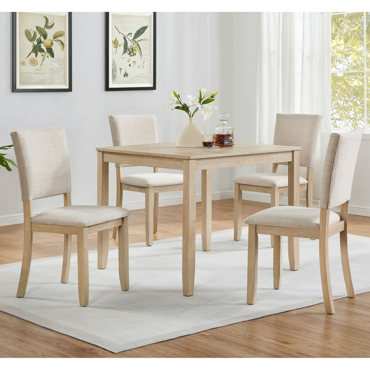 Modern 4 Person Dining Table Set With 4 Chairs