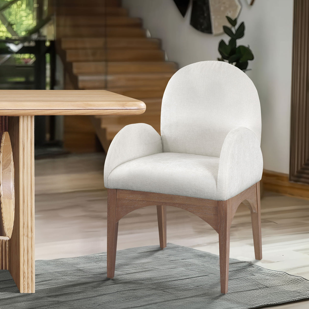 Waldorf - Chenille Dining Arm Chair With Natural Legs