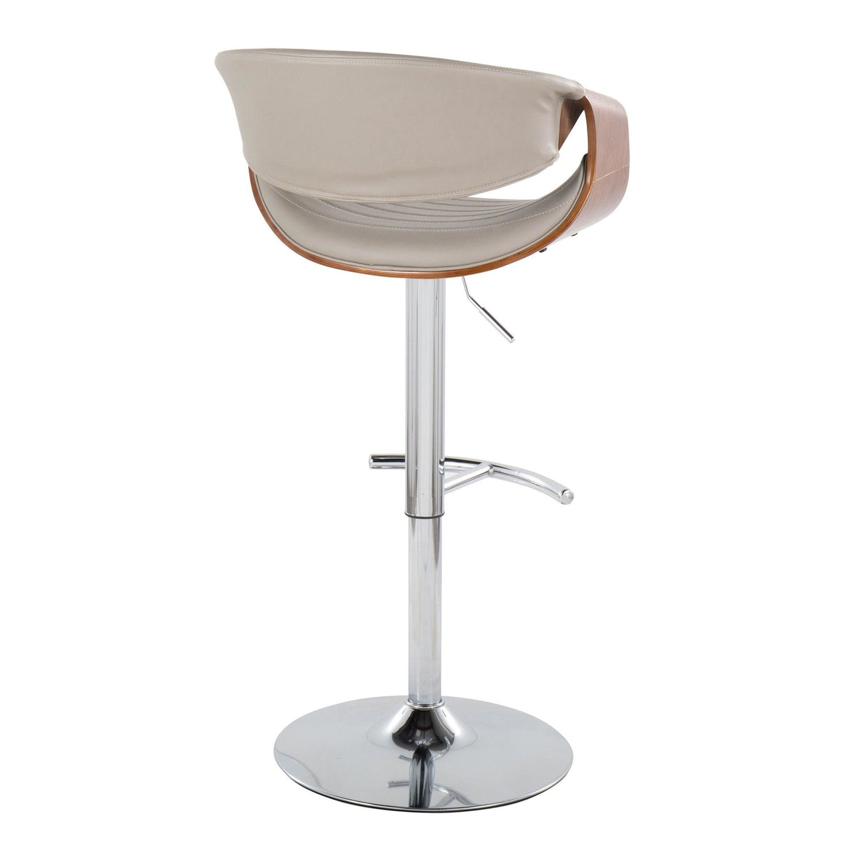 Symphony - Adjustable Barstool (Set of 2) - Chrome Base & Walnut Backrest