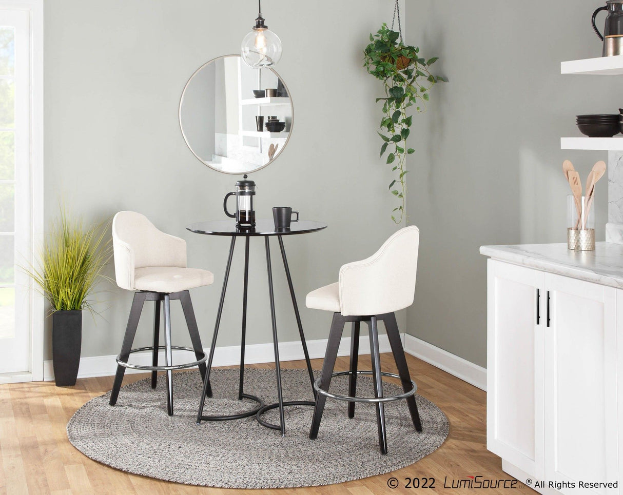 Ahoy - Counter Stool - Wood Legs And Round Metal Footrest Fabric Seat (Set of 2)