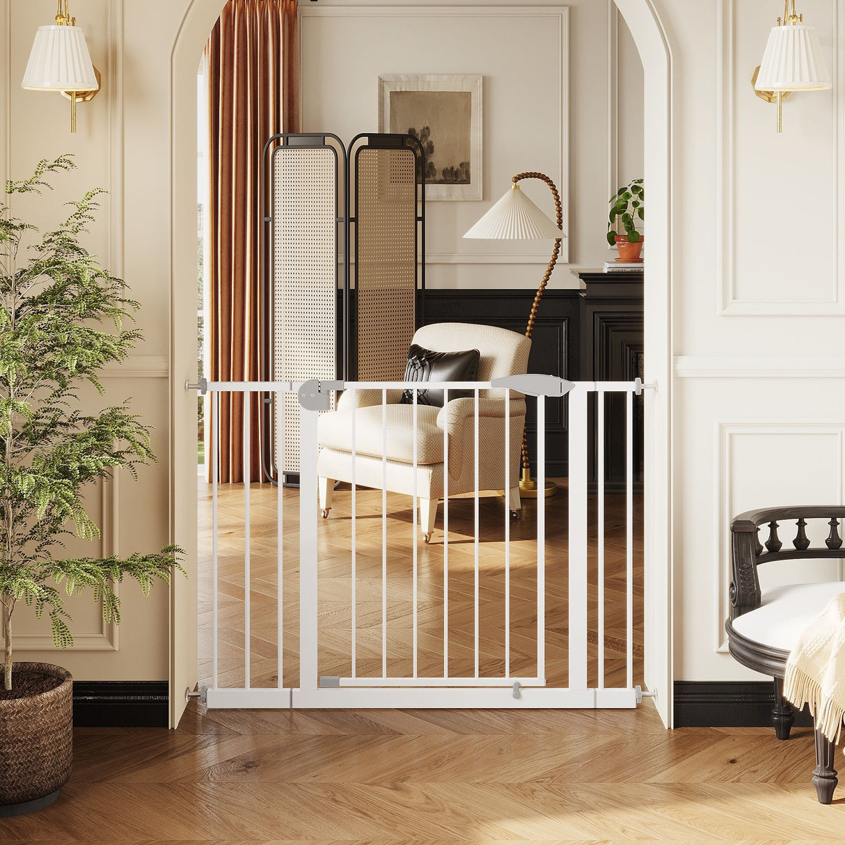 Pressure Mounted Baby Gate For Stairs - White