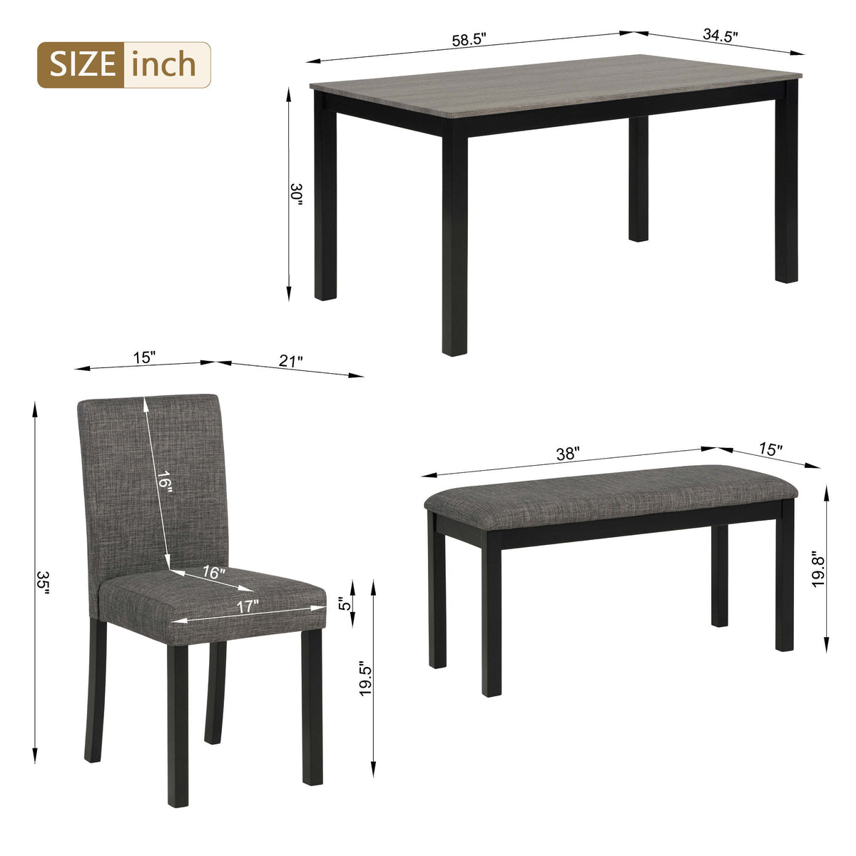 Modern Dining Table Set With Upholstered Chairs For Dining Room