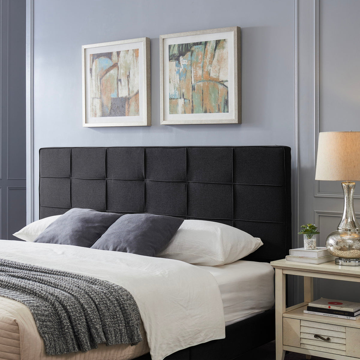 Marakesh - Contemporary Fabric Upholstered King / California King Headboard - Black