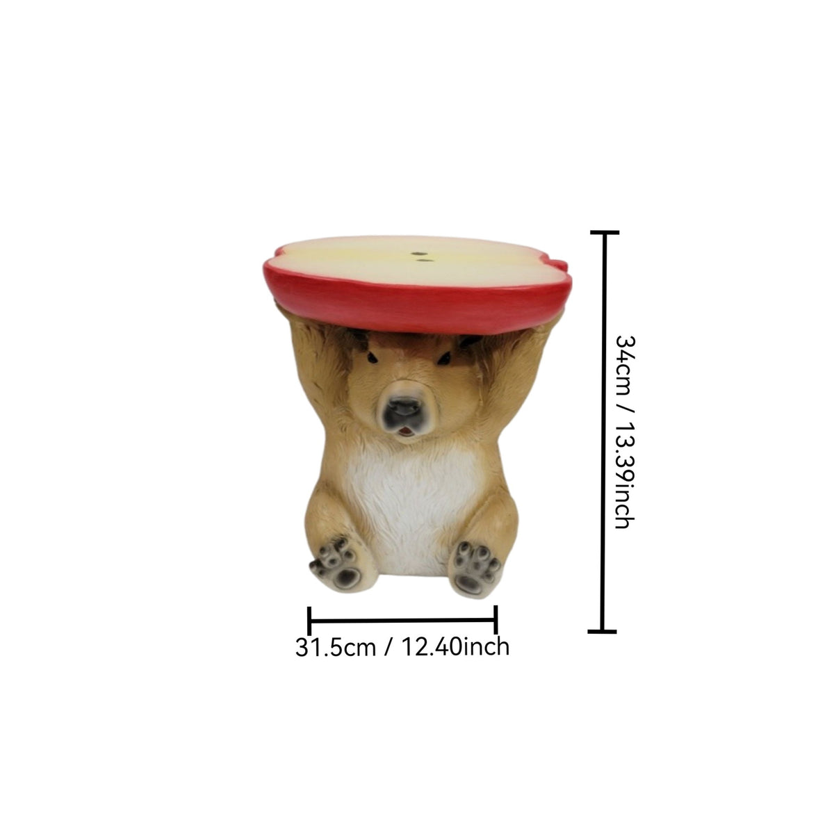 Capybara Shaped Apple Slice Stool, Animal Figurine Decor, Indoor Outdoor Seat - Brown / Tan