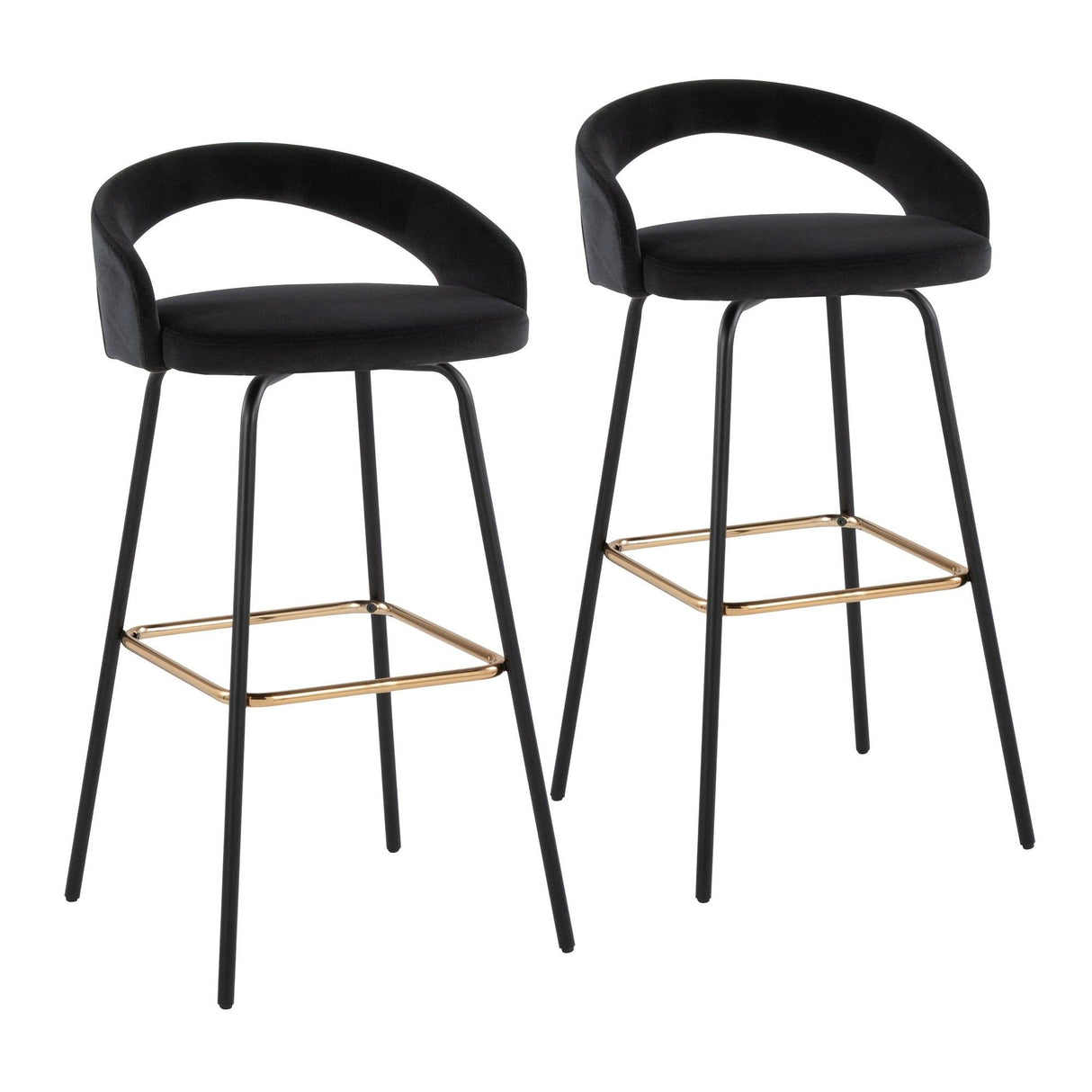 Grotto - Upholstered Fixed-Height Barstool - Black Metal