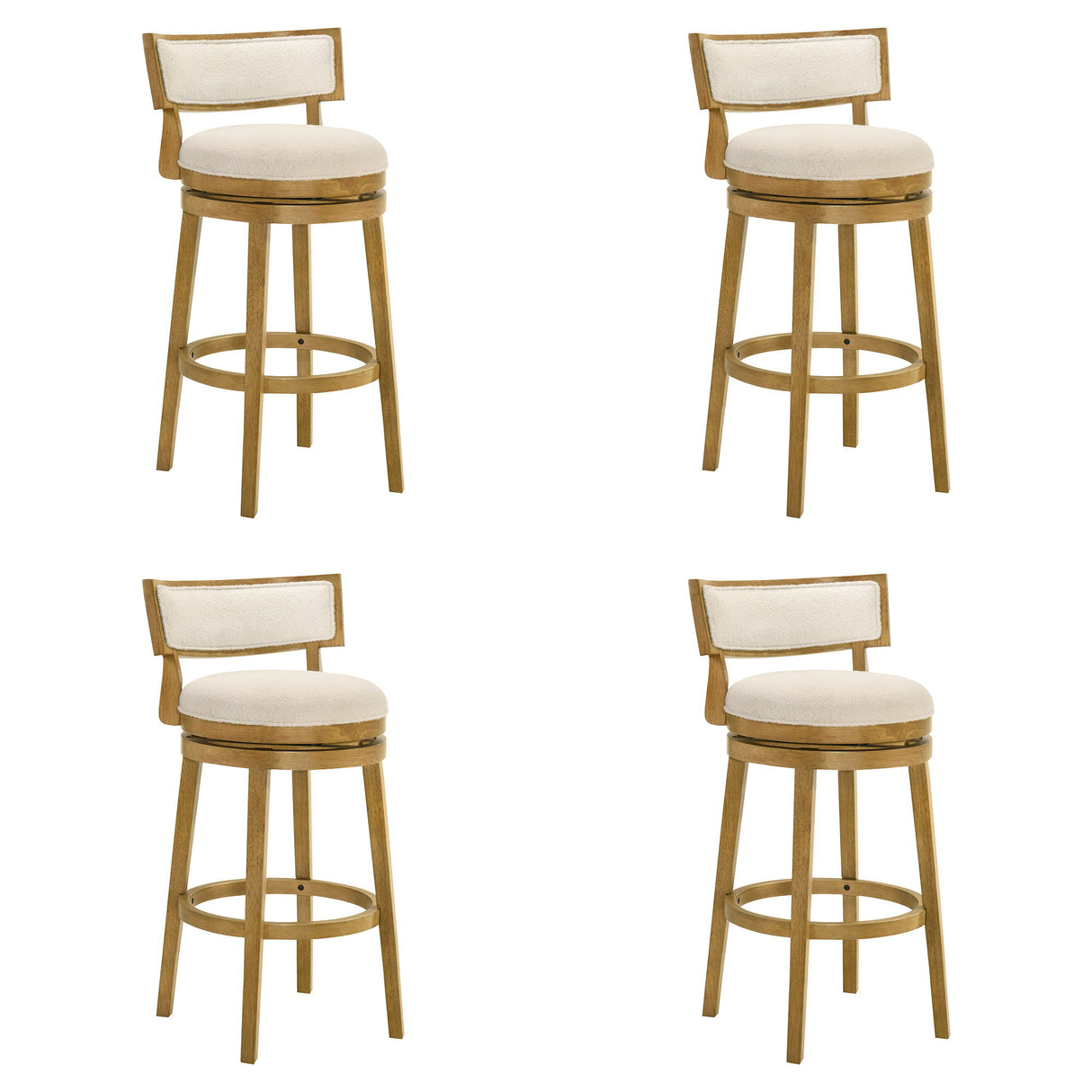 Noely - Modern Farmhouse Swivel Wood Bar Height Kitchen Bar Stool