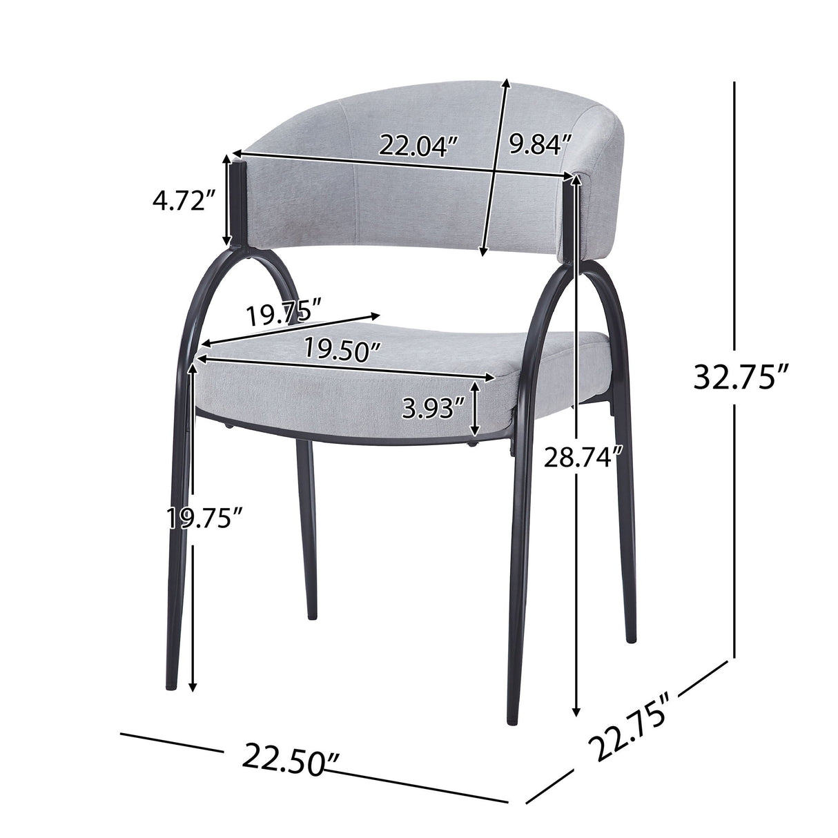 Contemporary Upholstered Dining Chairs With Metal Legs (Set of 2)