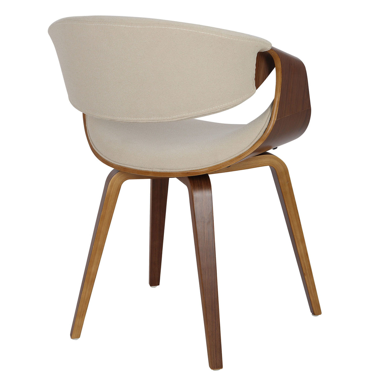 Curvo - Dining / Accent Chair - Walnut And Cream Fabric
