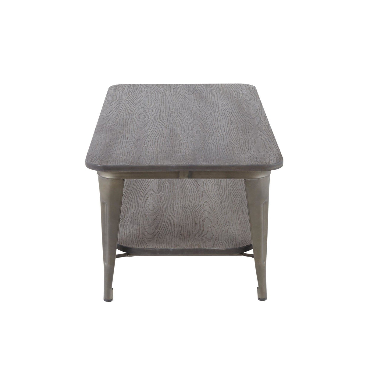 Oregon - Coffee Table - Antique Metal And Espresso Wood-grain Pressed Bamboo