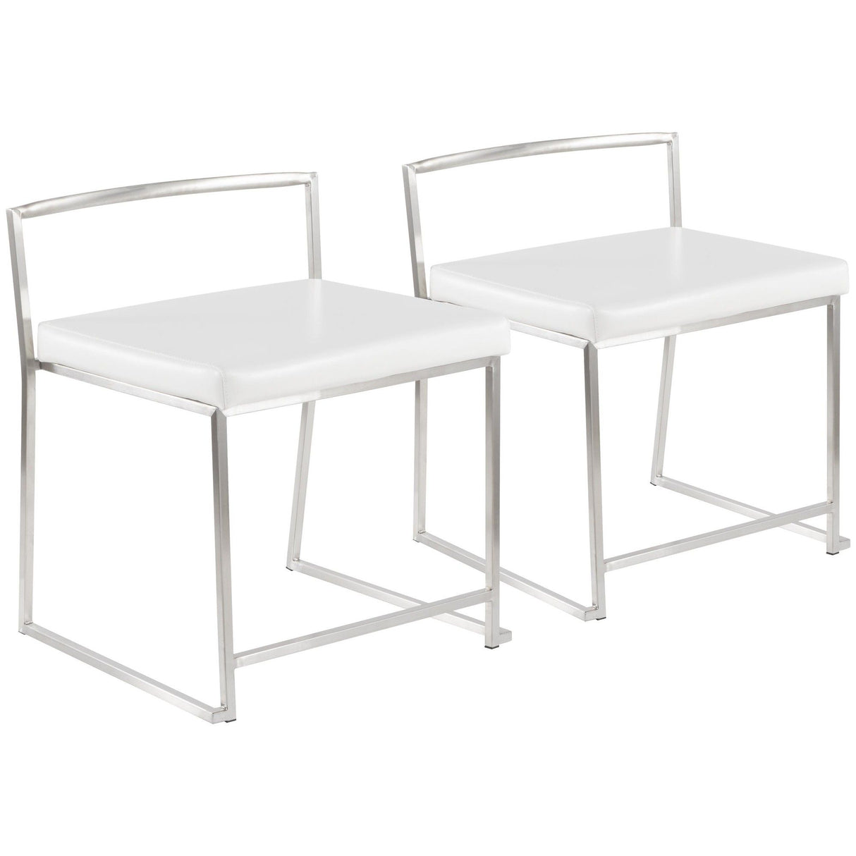 Fuji - Contemporary Stackable Dining Chair (Set of 2) - Silver Frame
