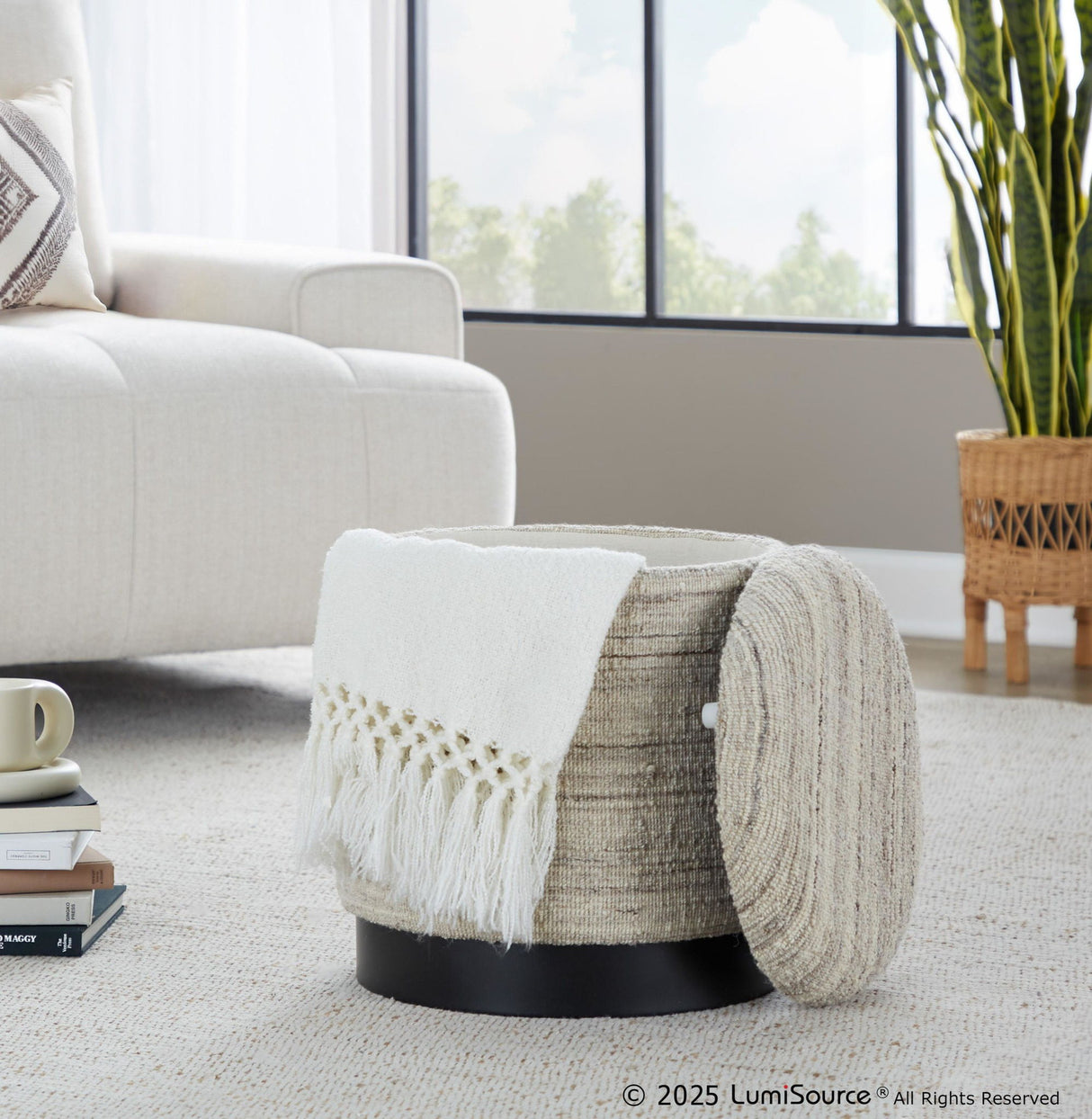 Tahoe - Band Ottoman - Black Metal, Cream Wool