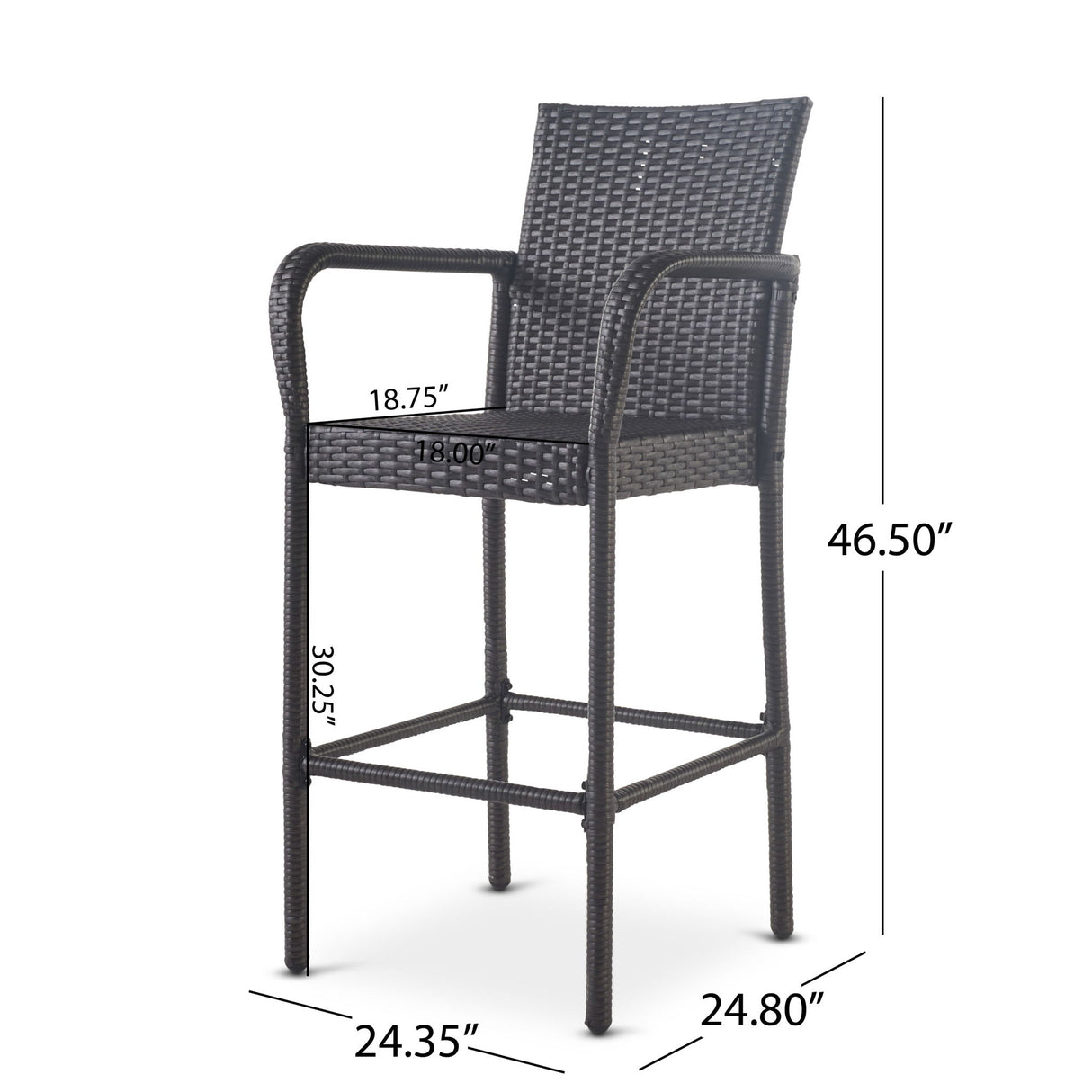 Outdoor Wicker Barstools With Rattan And Iron Frame