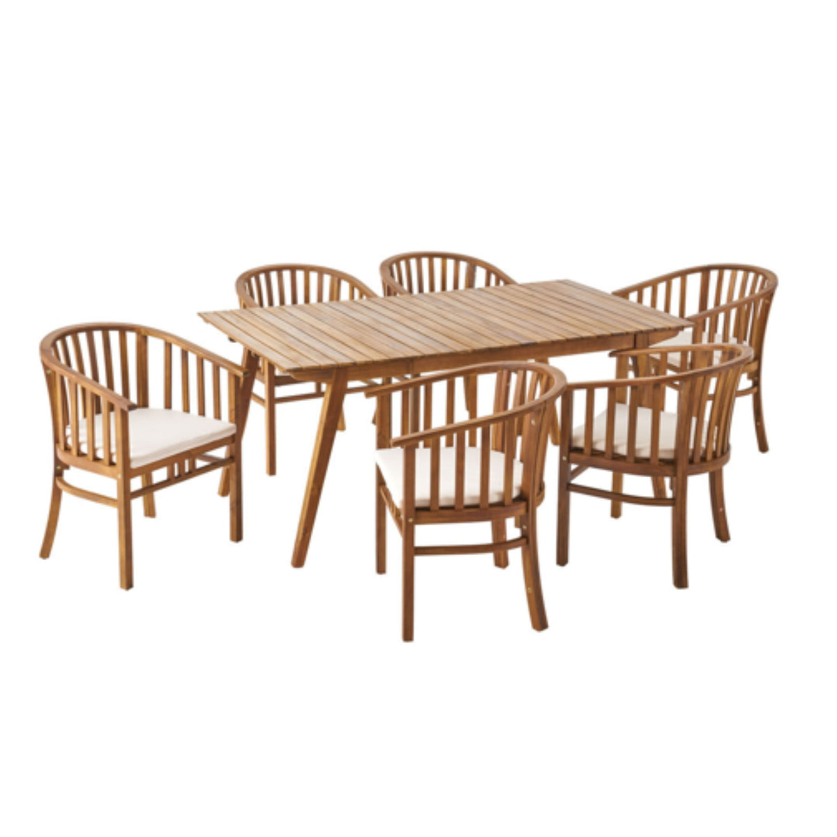 Outdoor 6 Seater Dining Set With Cushins - Cream