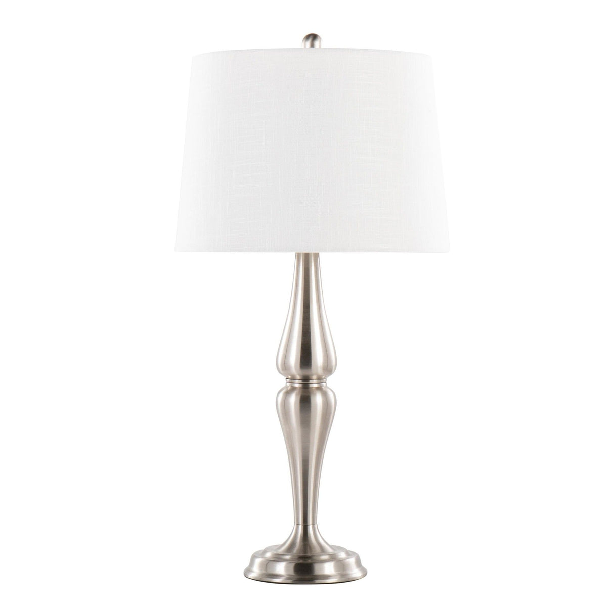 Sawyer - 30" Metal Table Lamp (Set of 2) - Brushed Nickel And White Linen from Grandview Gallery