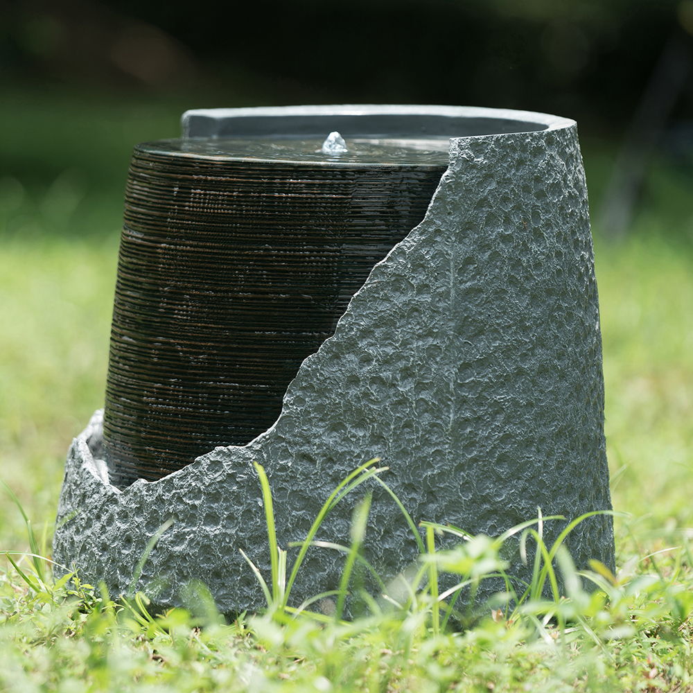 Indoor Outdoor Water Fountain, Unique Broken Urn Fountain Chic Dynamic Modern Design With Light For Garden