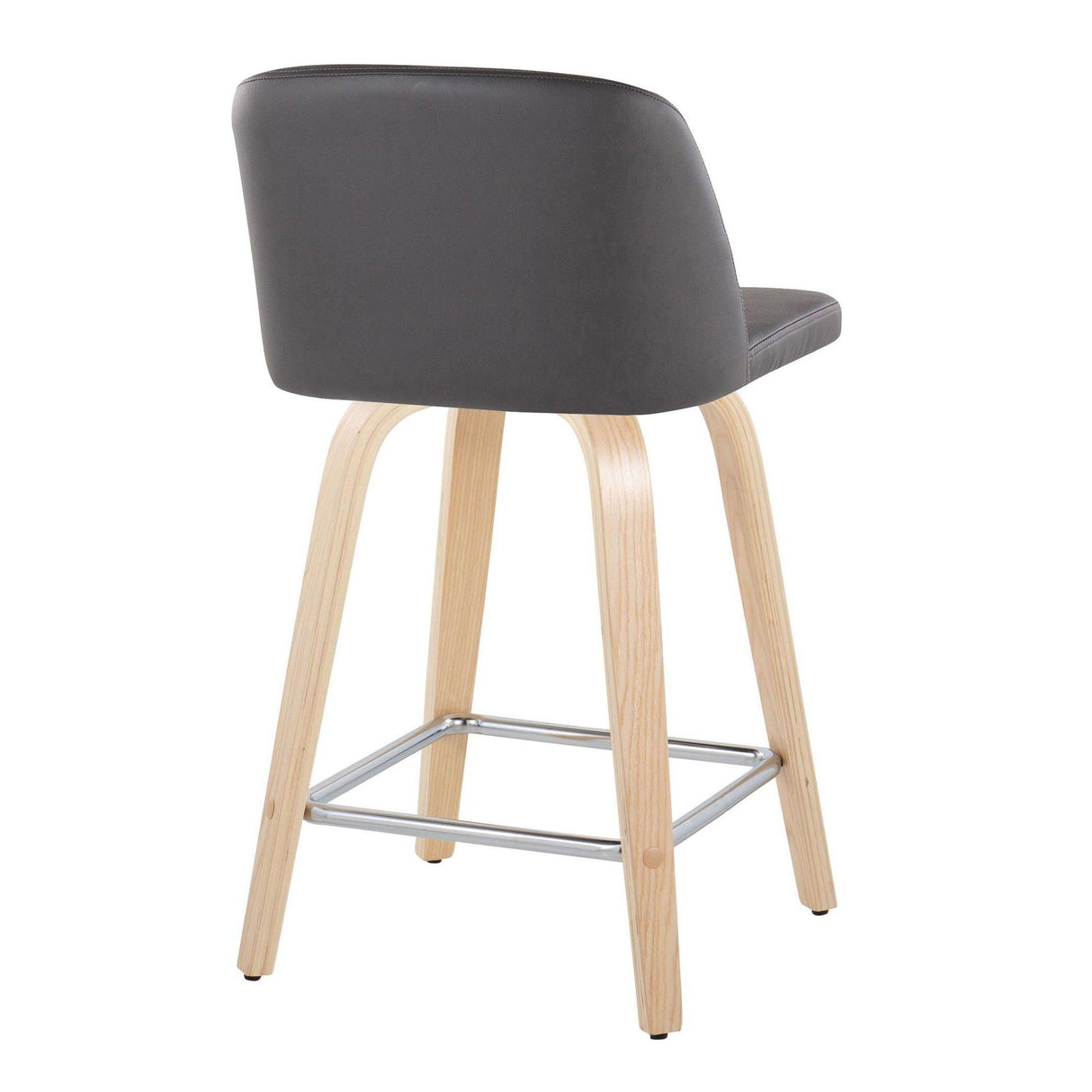 Toriano - 24" Fixed-Height Faux Leather Counter Stool (Set of 2) - Gray And Natural