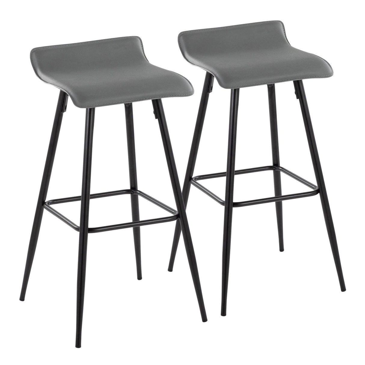 Ale - Contemporary Fixed-Height Barstool (Set of 2) - Black Steel Frame