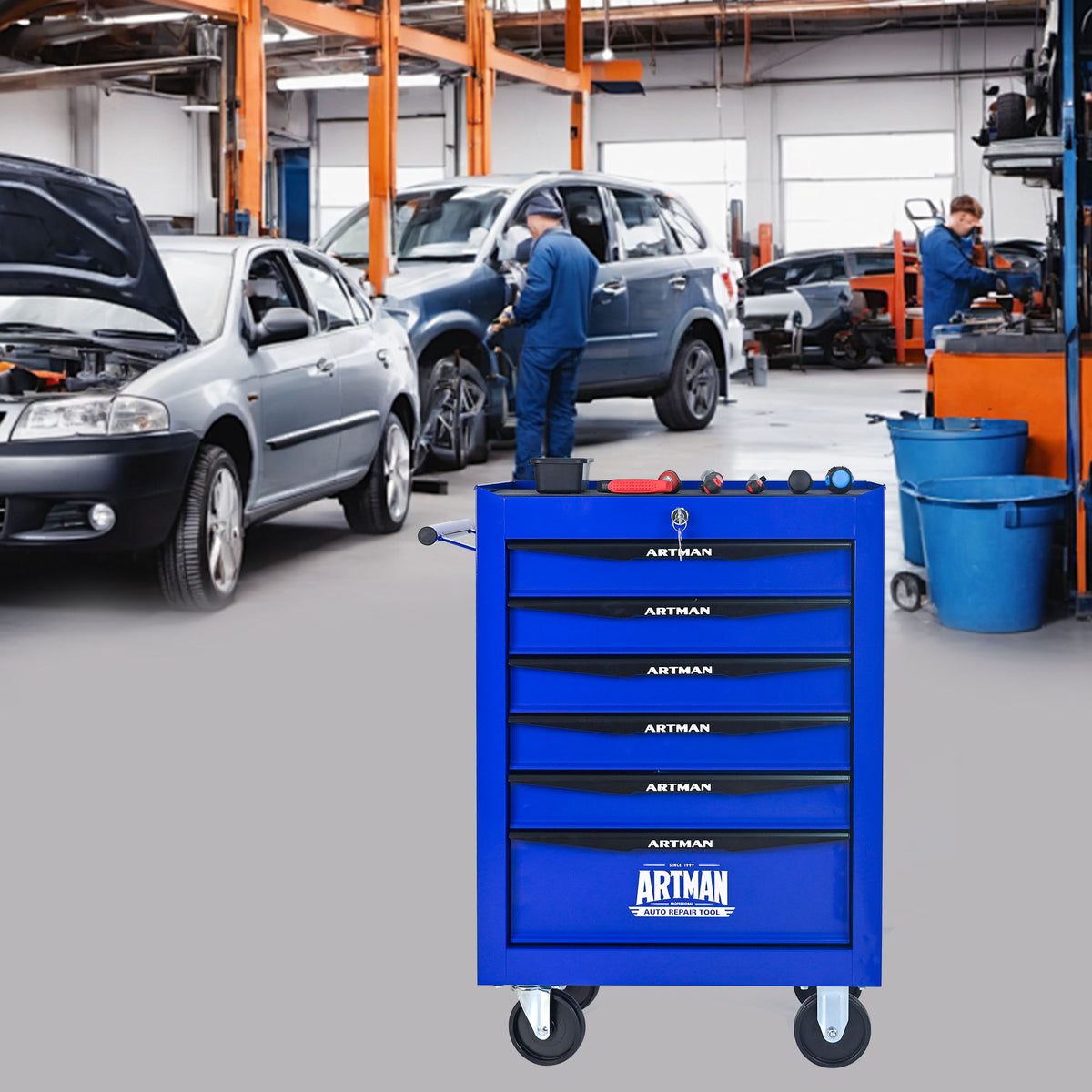 Rolling Metal Tool Chest With Drawers, Steel Storage Cabinet With Ball Bearing Slides