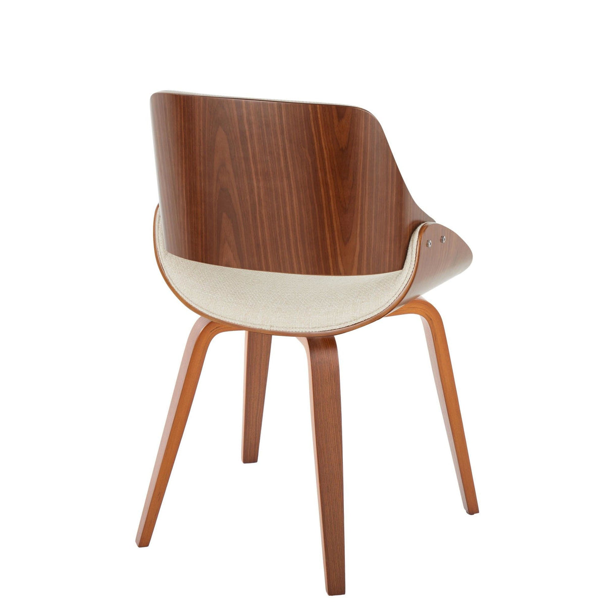 Fabrizzi - Mid-Century Modern Dining / Accent Chair - Walnut / Cream Fabric
