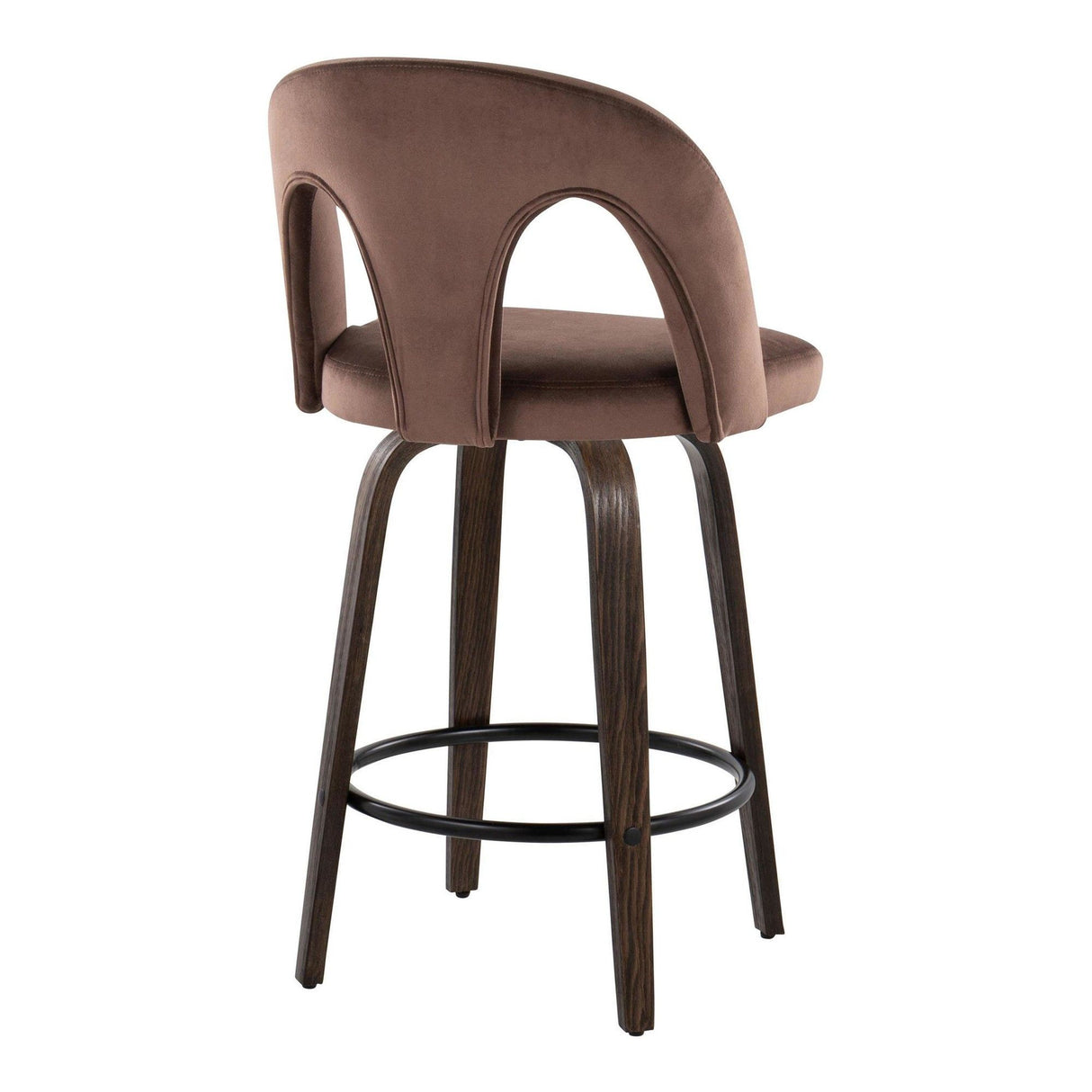 Ava - Upholstered Fixed-Height Barstool (Set of 2) - Walnut Glazed Wood Base