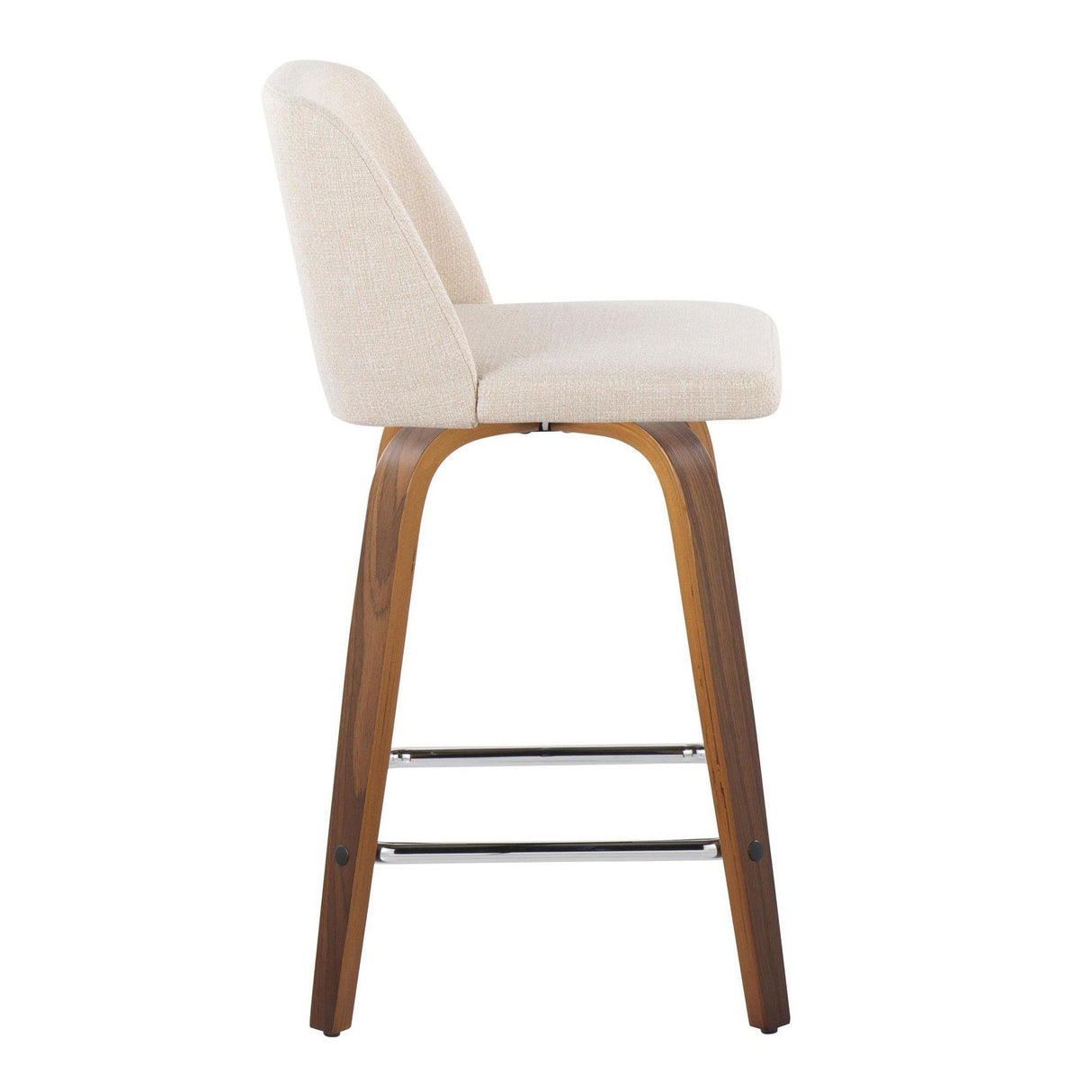 Toriano - 24" Fixed-Height Counter Stool (Set of 2) - Walnut & Chrome Square Base