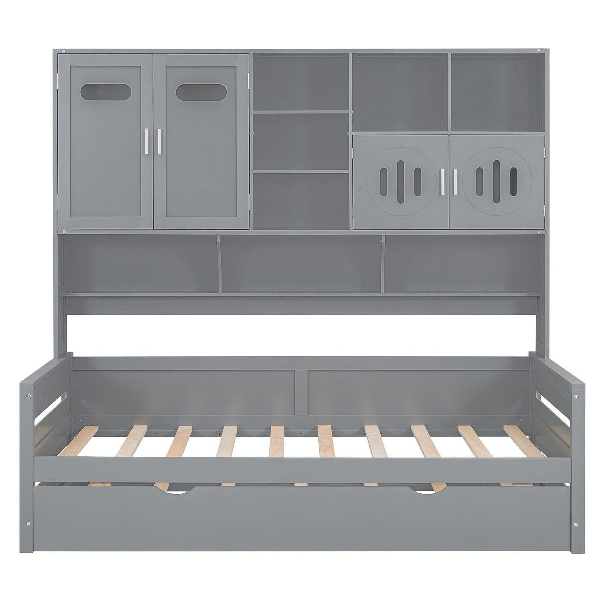 Daybed With All-In-One Cabinet And Shelf