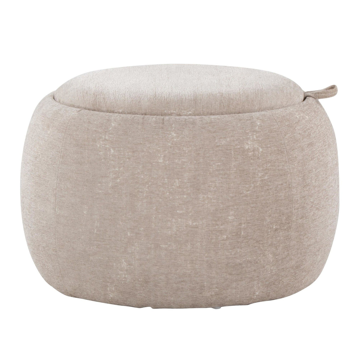 Tray - Pouf Ottoman - Natural Wood And Light Brown Fabric