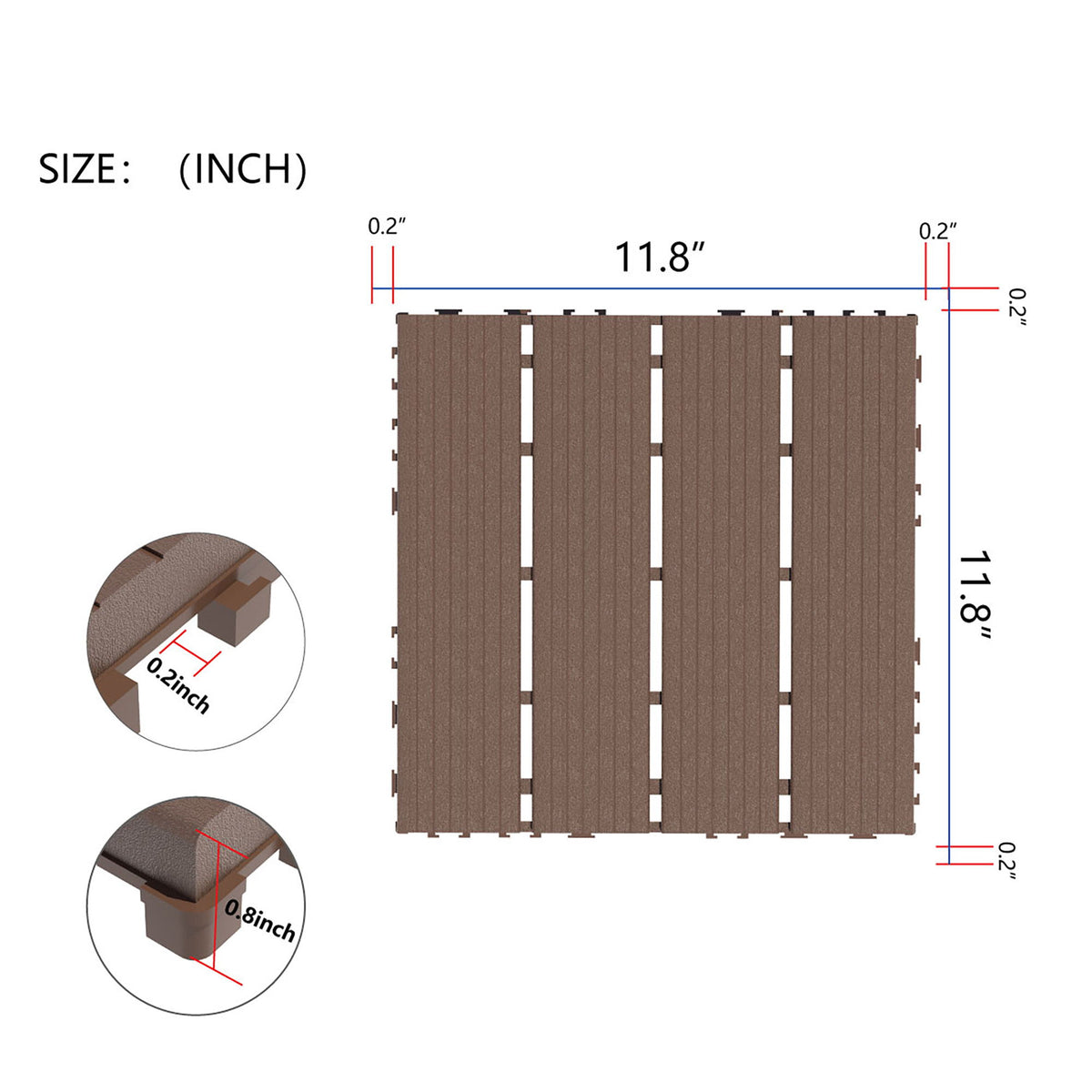 Interlocking Plastic Deck Tiles, Waterproof Outdoor / Indoor Patio Flooring