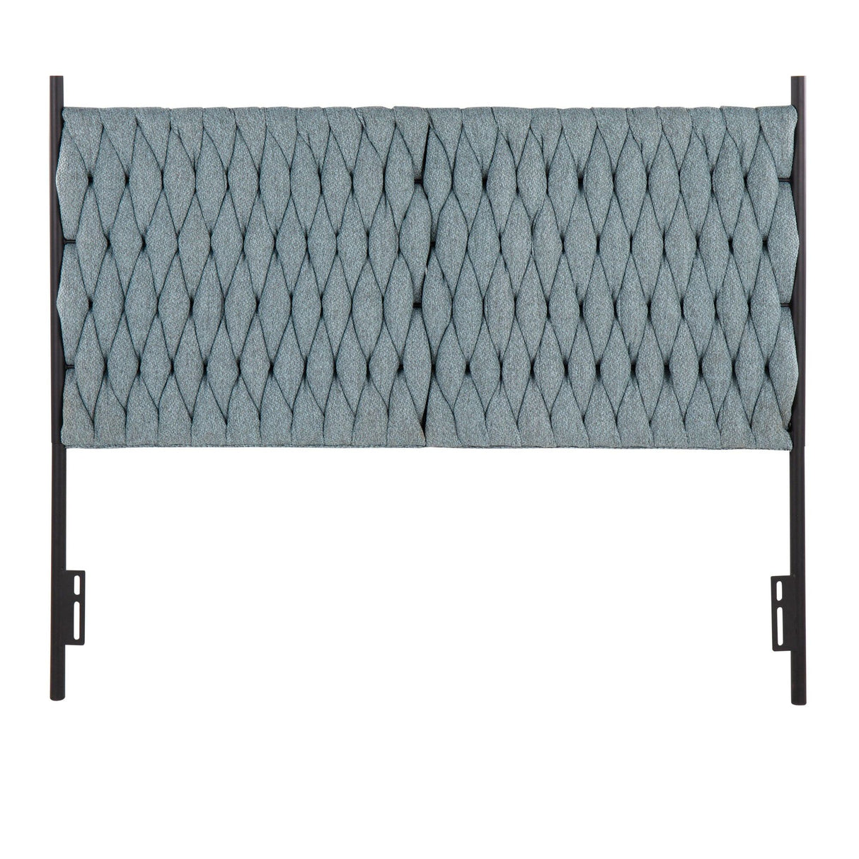 Matisse - Braided Queen Size Headboard - Black Metal And Blue Fabric