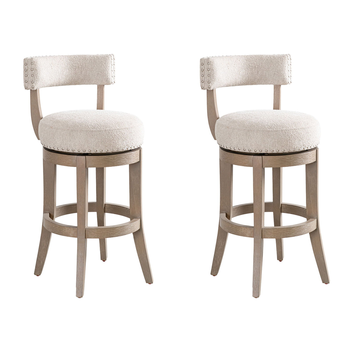 Mystic - Solid Wood Upholstered 30" Bar Height Swivel Barstool