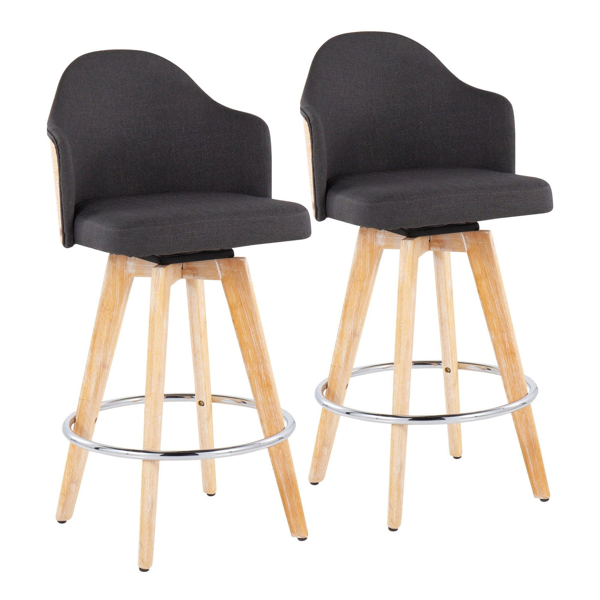 Ahoy - Contemporary Fixed-Height Counter Stool With Natural Bamboo Frame (Set of 2)