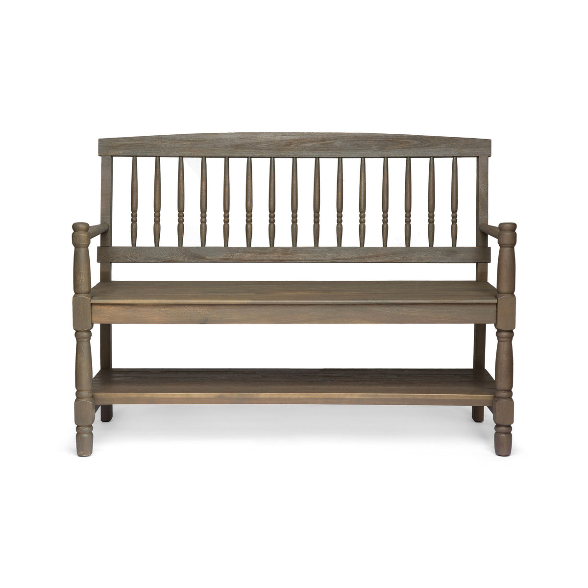 Imperial Slatted Bench With Built In Shelf - Gray