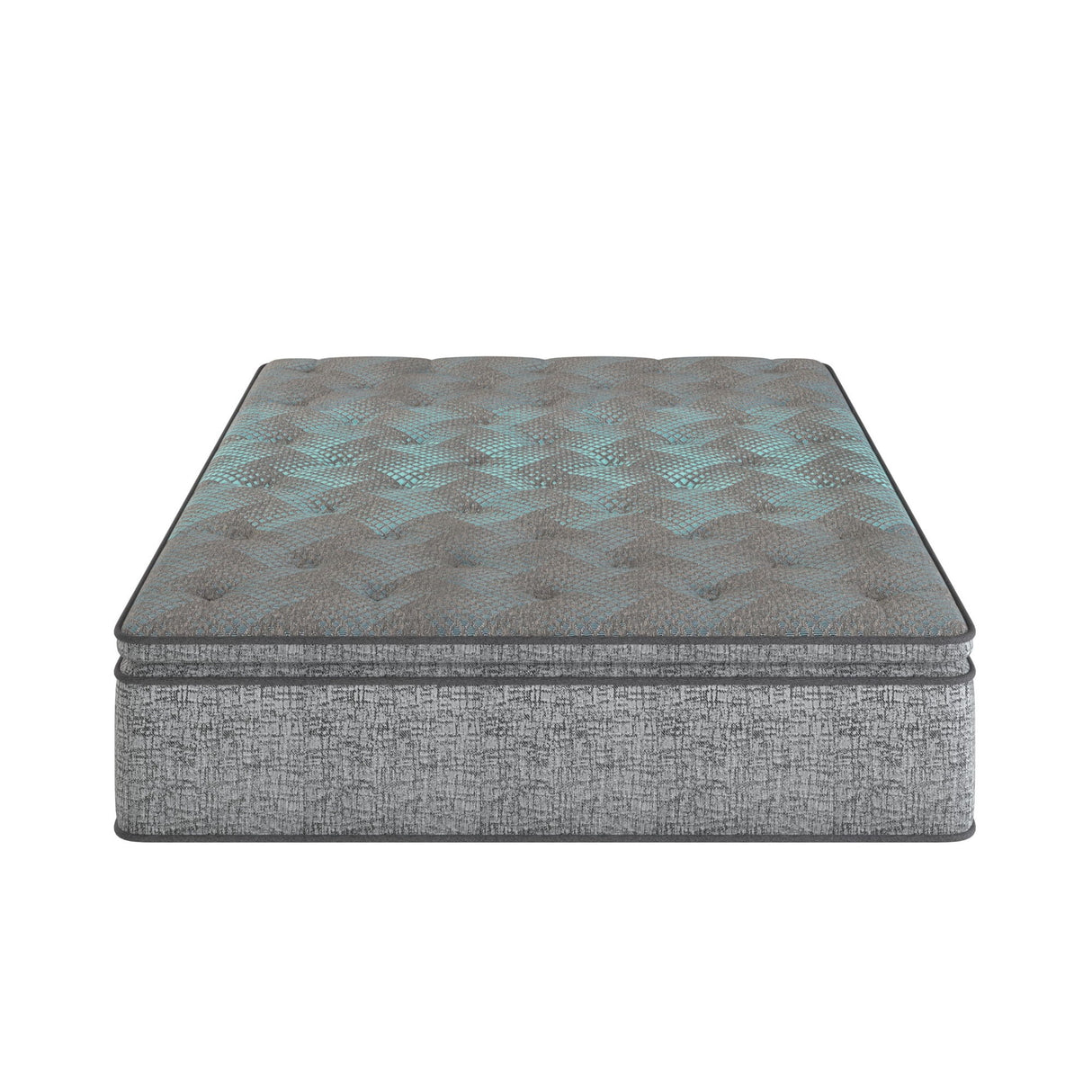 Comfort Care - 12" Twin Hybrid Euro Top Mattress, Plush Comfort With Individual Pocketed Coil - Gray / Blue
